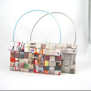 Woven Newspaper Small Handbag